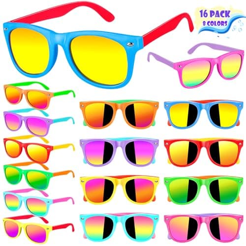 Metemot Kids Sunglasses Bulk Party Favors for Kids 48 35 16 Packs Boys Girls Sunglasses with UV 400 Protection Neon Toddler Sunglasses for Kids Birthday Pool Beach Party Favors