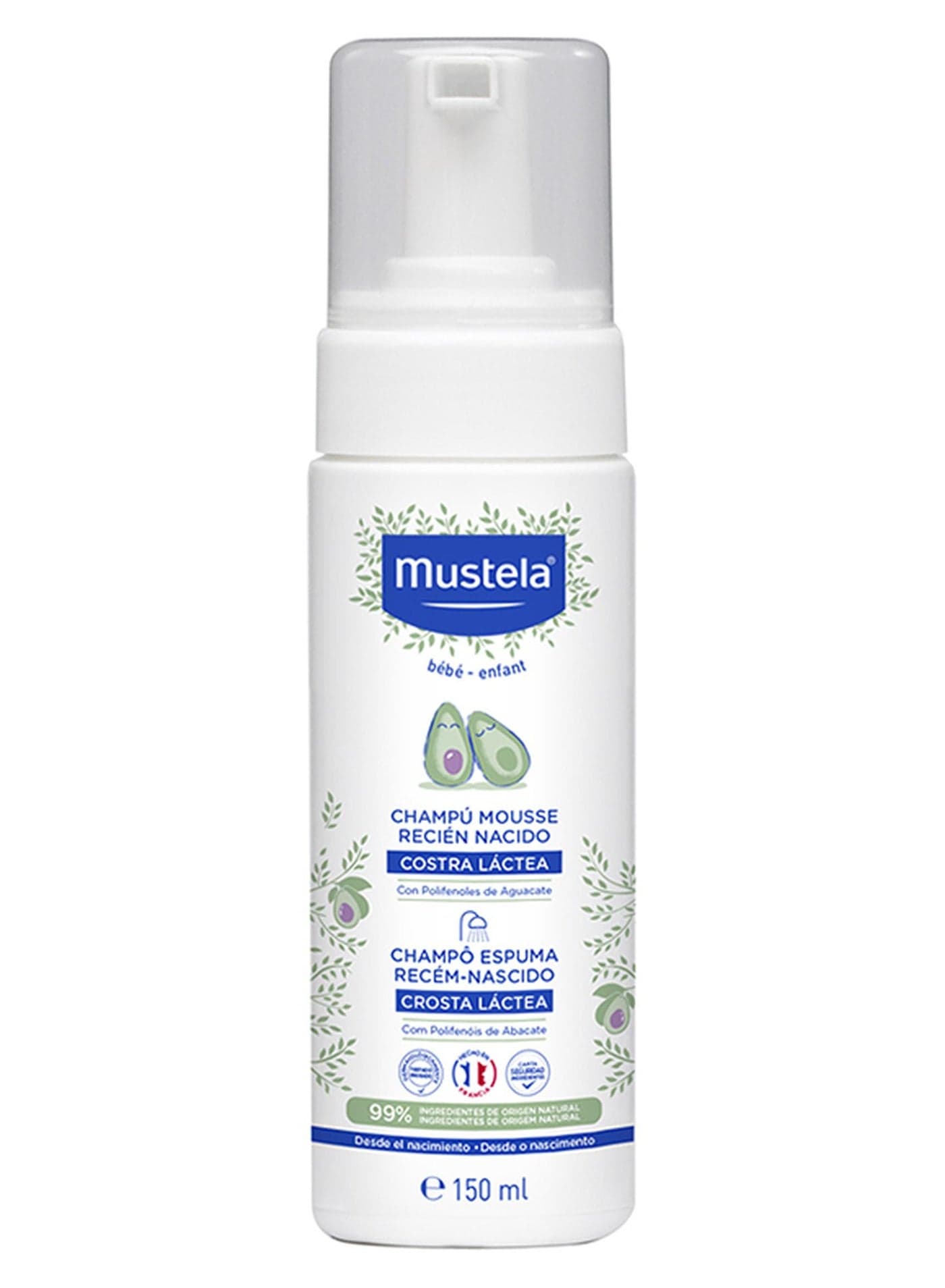 Natural Origin Foam Shampoo With Avocado Polyphenols for Newborns, 150ml