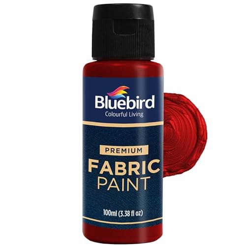 BLUEBIRD Fabric Paint, Blood Red, 3.4 Fl Oz – Permanent Fabric Paint for Clothes, Costumes, Halloween Decorations, DIY Crafts & Furniture Upholstery
