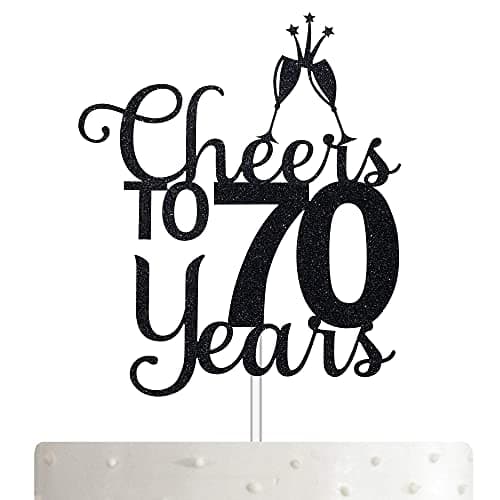 Festiko®Gold Glitter The Big 70H Cake Topper 70 & Fabulous Cake Topper - 70th Birthday Party Decoration Sign - Adult Birthday Party Supplies (Gold 70)