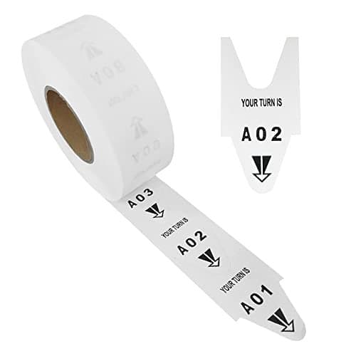 KOQICALL 1 Roll of Turn O Matic Tickets 2-Digit Take a Number 3000 Tickets for D80 Ticket Dispenser 6 Groups Queue Number from A01-E99 White (White-1 Roll)