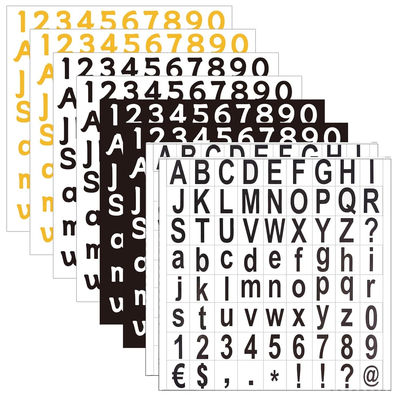 576 Pieces 8 Sheets Alphabet Number Stickers Kit SelfAdhesive Vinyl Stickers Mailbox Numbers Letter Sticker Decal for Home School Office Signs Window Door Cars Trucks Wall Business Address Number