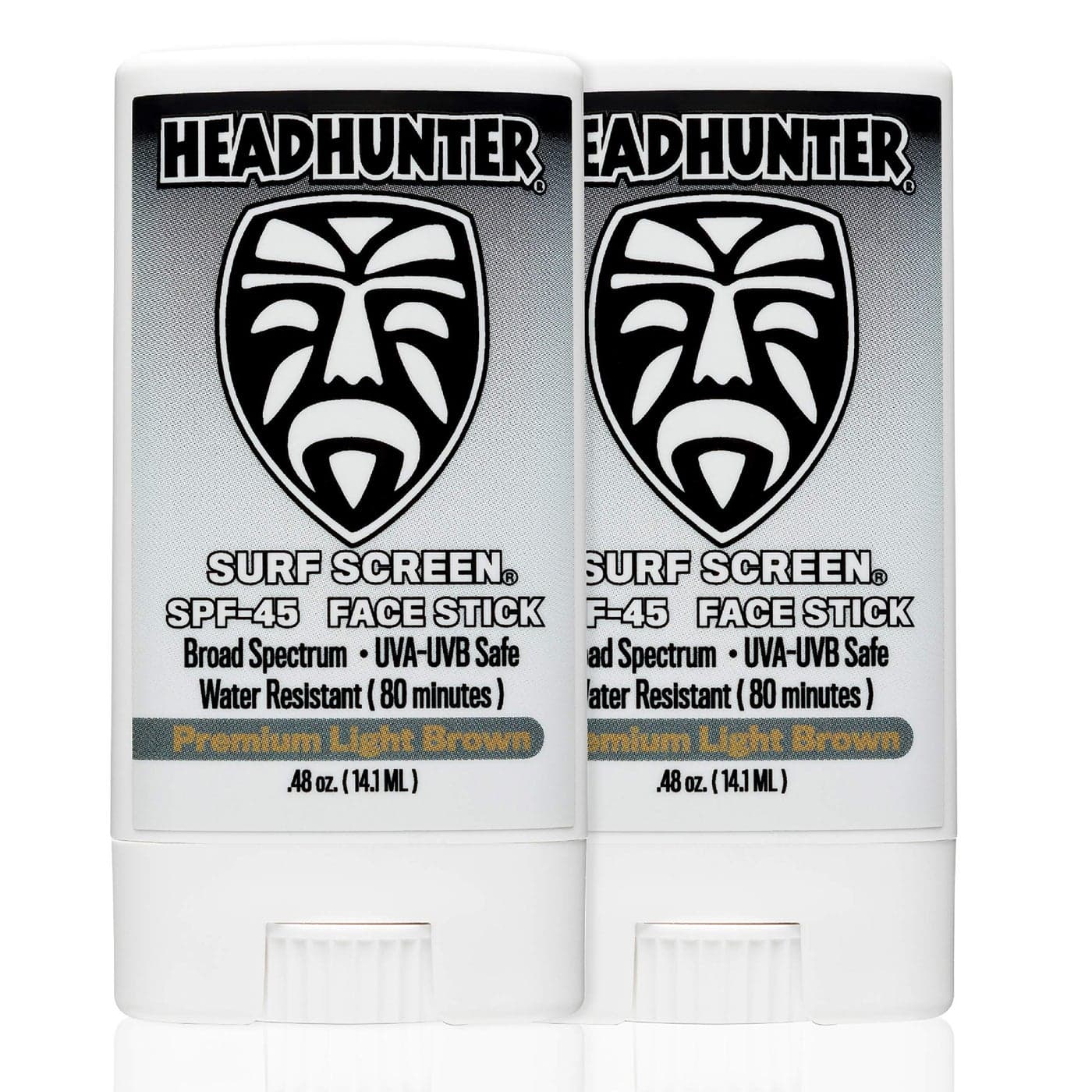 Headhunter Sunscreen Face Stick SPF 45 Waterproof Surf Sunblock for Waterman WaterResistant Facial Sunscreen for UltraSport Protection and Solar Defense 80 min Tinted Light Brown 1 pack