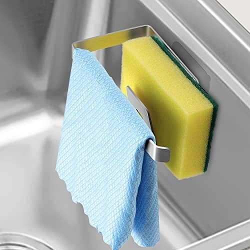 GAViA Sink Caddy Stainless Steel Sponge Holder for Kitchen Sink Tidy Rustproof Kitchen Sink Organizer Sponge Dishcloth Hanger No Drilling