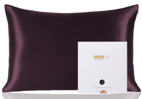 ZIMASILK 100 Pure Mulberry Silk Pillowcase for Hair and Skin HealthSoft and SmoothBoth Sides Premium Grade 6A Silk600 Thread Countwith Hidden Zipper1pc Queen 20x30Eggplant Purple