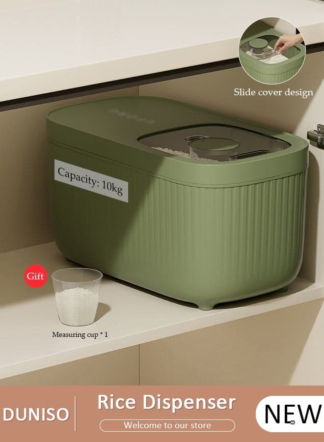 Rice Storage Container 10KG, Rice Dispenser with Lid & Measuring Cup, Food Cereal Container Bins, Grain Storage Containers, Moisture Proof Cereal Dispenser Bucket for Kitchen Soybean Corn Oatmeal