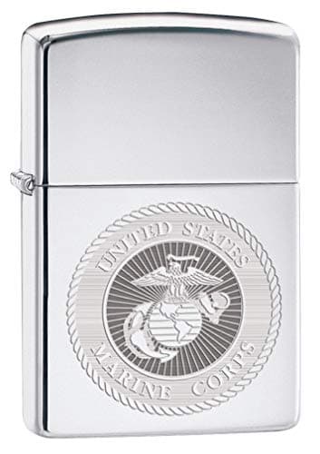 Zippo Lighter USMC Marine Corps Engraved Seal High Polish Chrome 80154