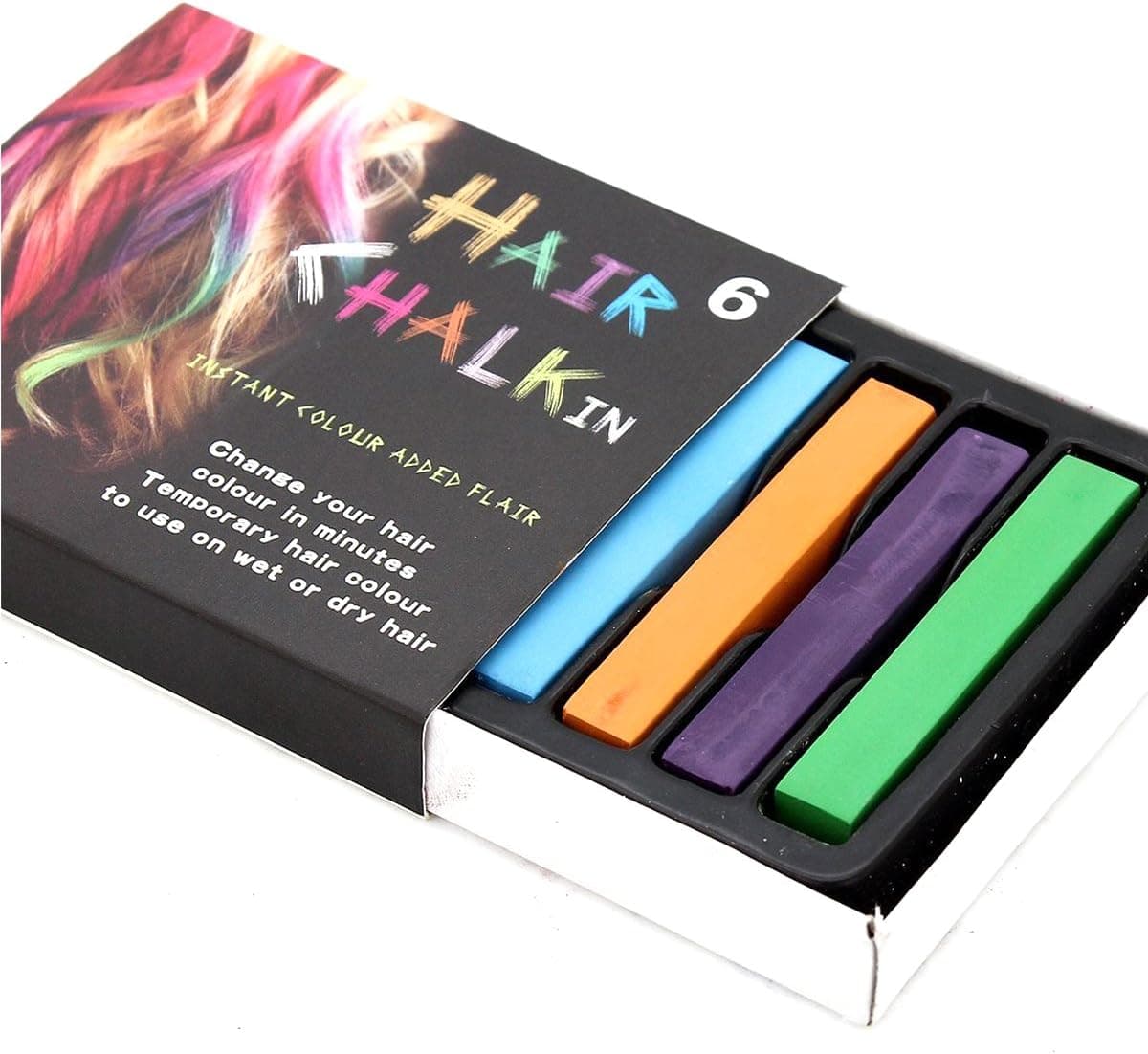 WedDecor Hair Chalk Comb Temporary Hair Dye Chalk Marker Gifts for Adults Girls Kids For Gradual Change Halloween Christmas Birthday Party Cosplay Pack of 1 6 Colours