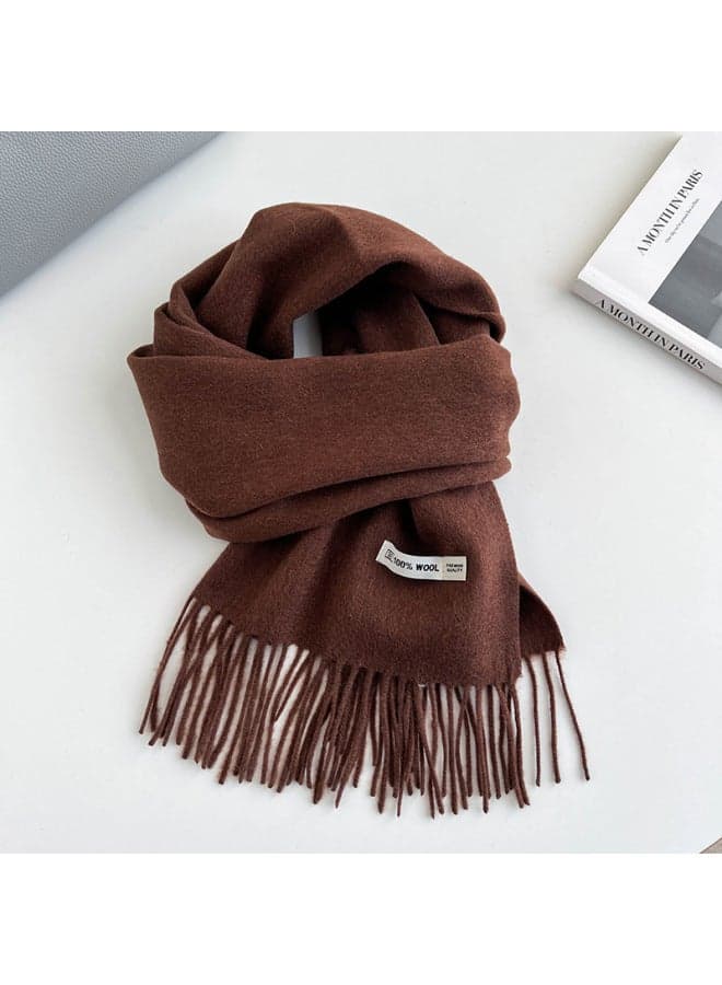 New Solid Color Warm Wool Scarf For Women, Gentle Style Autumn Winter High Quality Fringe Shawl Unisex Skin-brightening Neck Warmer