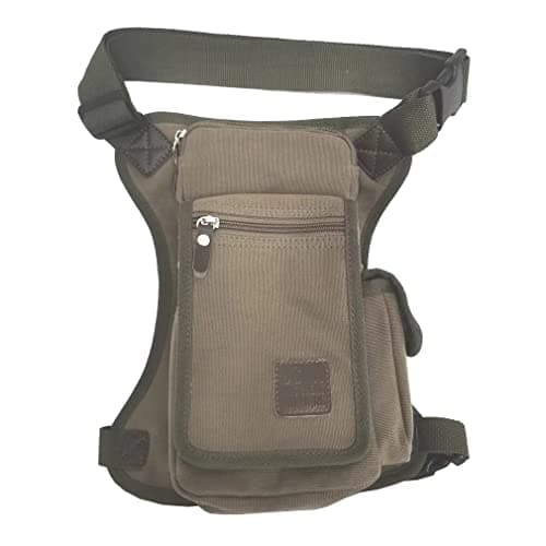 Canvas Drop Leg Bag Outdoor Waist Pack Thigh Bag for Men Women Travel Tactical Military Motorcycle Bike Cycling Multipurpose Hip Bum Belt Leg Bags Pouch Army Green