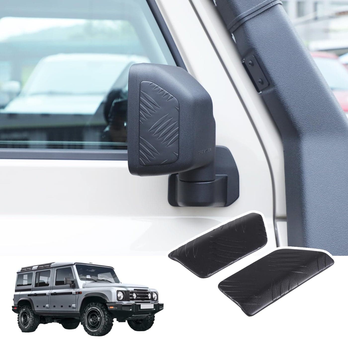 Bekantogy Car Rearview Mirror Guards AntiScratch Compatible with INEOS Grenadier 20202024 Aluminium Alloy Mirror AntiCutting Protection Trims Rearview Mirror Impact Protection Sticker Black