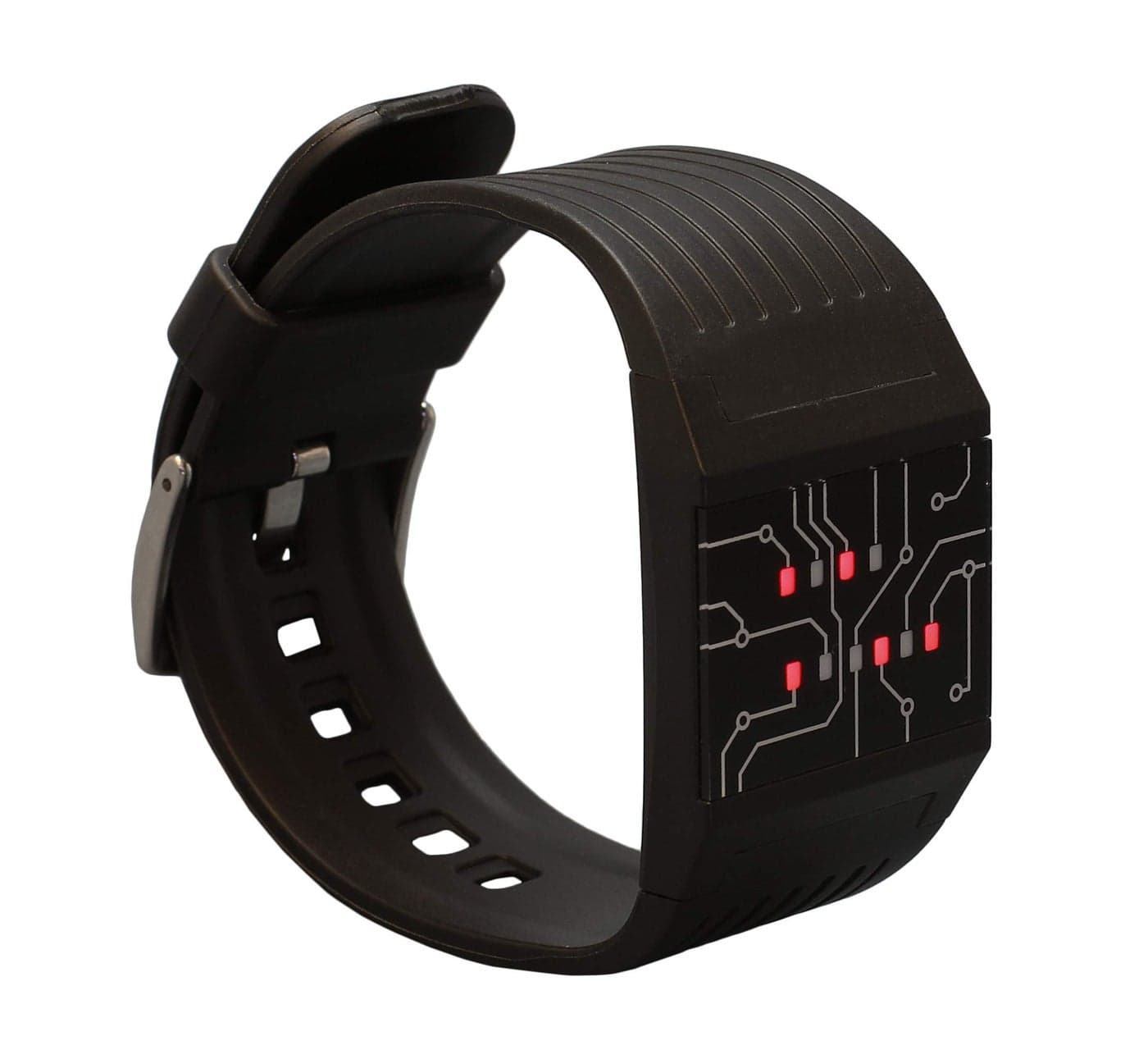 getDigital Binary Wrist Watch for Professionals with LED Lights - A Black Digital Clock That depicts The time as Binary Code