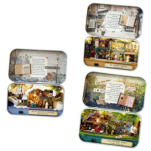 Flever Dollhouse Miniature DIY House Kit Creative Room with Furniture and Cover for Romantic Valentines GiftOld Times Including 3 PCS