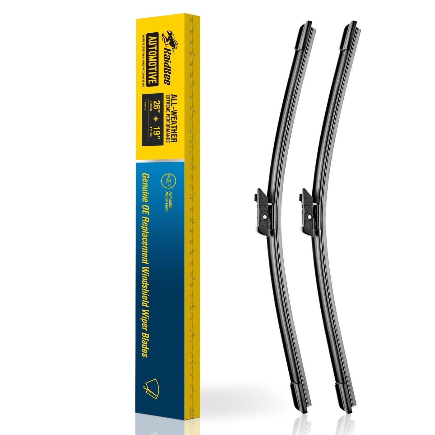 Raidbee 2 Silicone Windshield Wiper blades Replacement for Tesla Model Y 2022 2021 2020Model 3 2021 2020 2019 2018 2017 More OEM Quality Windshield Wiper Blades Set 2619 pack of 2 Top Lock