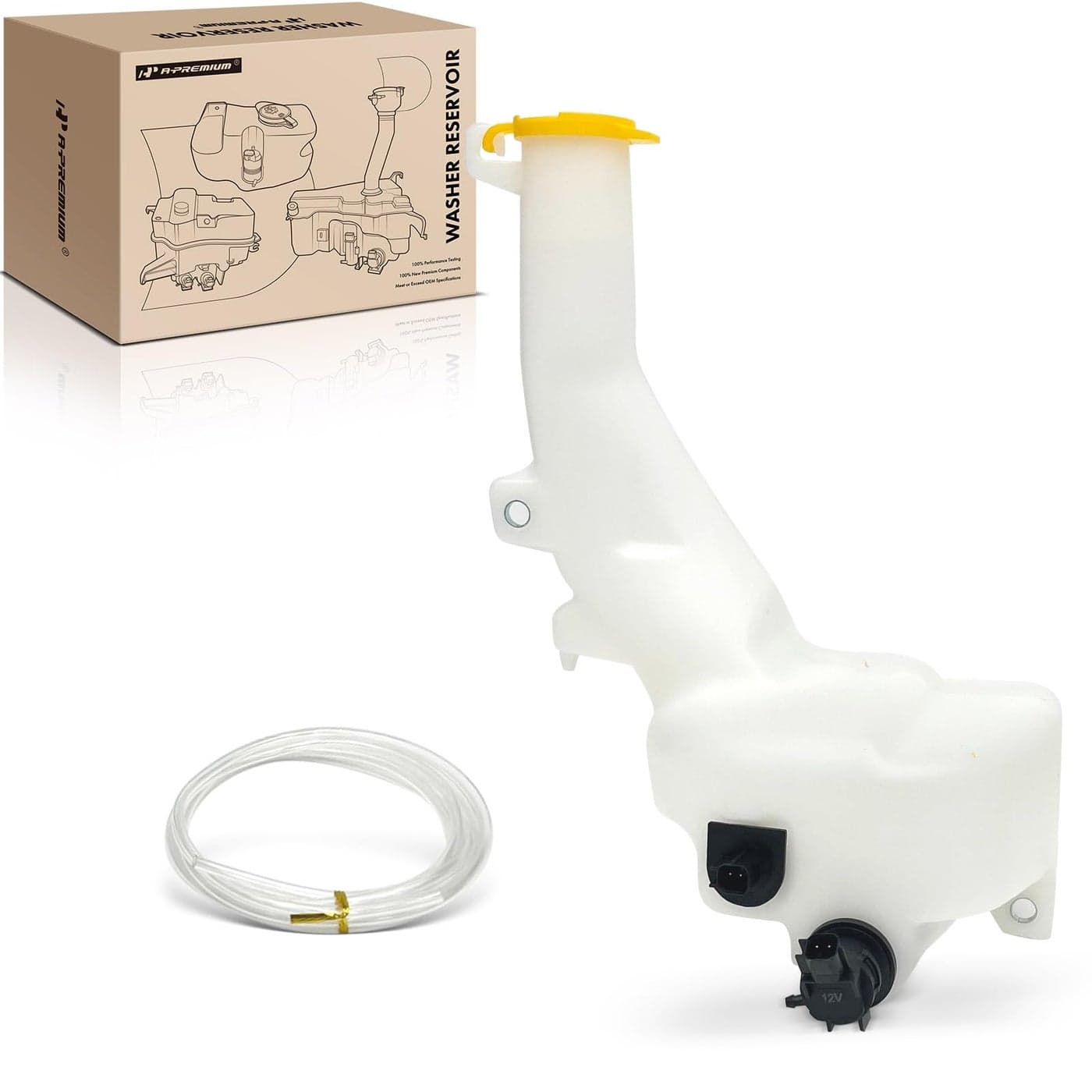 APremium Windshield Washer Reservoir Compatible with Select Dodge Chrysler Models Charger 20112023 Challenger 300 with Washer PumpFiller NeckCapHoseBracketFluid Level Sensor Port