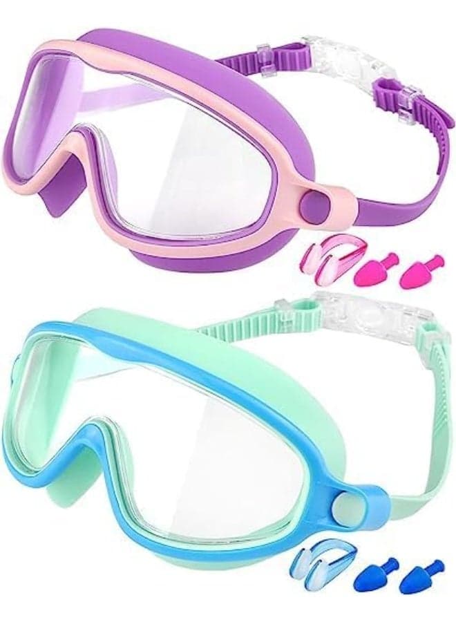 Goggles kids, Clip-On Swim Goggles, Anti Fog Kids Swim Goggles, No Leak Glasses, Waterproof UV Protection