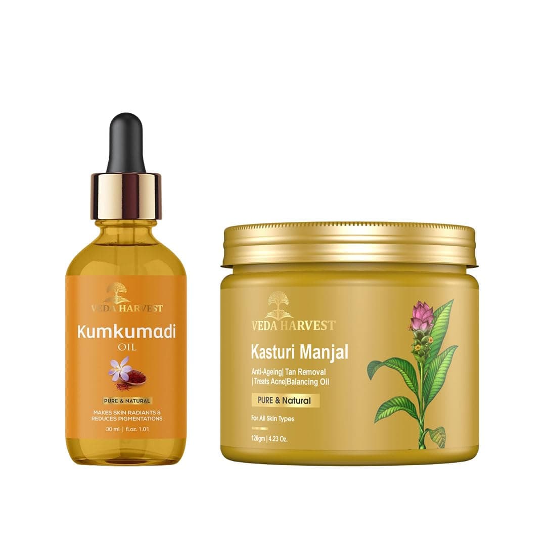 VEDAHARVEST Kumkumadi Oil And Kasturi ManjalWild Turmeric Skin Brightening Anti Acne For Glowing Skin2 Count