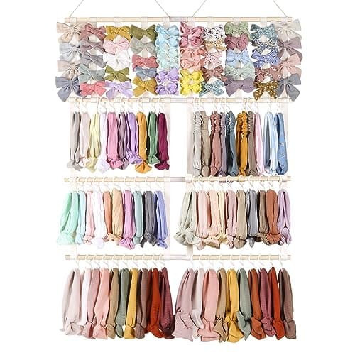 POVETIRE Headband Holder Hair Bows Organizer for GirlsBaby Headbands Hair Accessories Organizer Storage Wall Hanging Decor for Nursery Girls Room