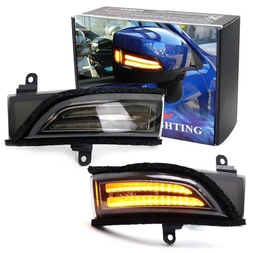 iJDMTOY JDM Spec White/Amber Switchback Sequential Flash LED Side Mirror DRL Turn Signal Light Assembly Compatible With Subaru WRX STI Outback Legacy Impreza Forester Crosstrek XV, Smoked Lens