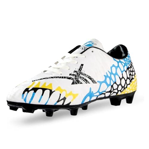 FEROC TPU Football Shoe Goal Attacker Men Boys Unisex Kids Football Shoes (White, UK Footwear Size System, Adult, Men, Numeric, Medium, 8)