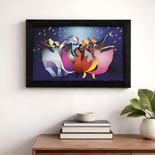 LIFEHAXTORE® Wooden framed Modern Art Rain Painting | Ready to Hang- (Wooden Frame, Multicolor, 14 inch x 10 inch)