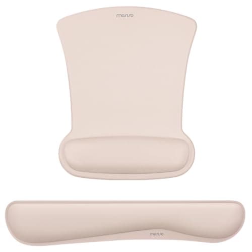 MOSISO Wrist Rest Support for Mouse Pad Keyboard Set Ergonomic Mousepad NonSlip Base HomeOffice Pain Relief Easy Typing Cushion with Neoprene Cloth Raised Memory Foam Apricot