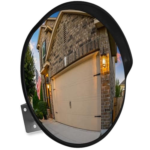 SecurityMan Large 24 Inch Convex Mirror for Blind Spots - Shatterproof Polycarbonate, 180° Wide View for Driveways, Intersections, Warehouses, Roads, and Large Areas - Indoor & Outdoor Security Mirror