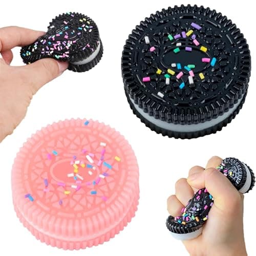 2PCS Biscuit Stress Relief Toy, Cookie Squeeze Toys, Taba Squishy, Anxiety Relief Pinching Biscuits Simulation Decompression Toy Fufu Taba Stress Ball Squeeze Toys for Kids Adults