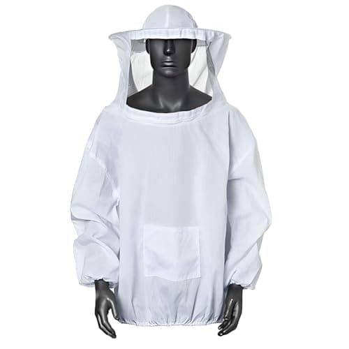 HASTHIP® Beekeeping Suit Beekeeping Top with Detachable Veil Hat Elastic Cuff & Elastic Hem Closure Beekeeping Wear Breathable Beekeeping Veil