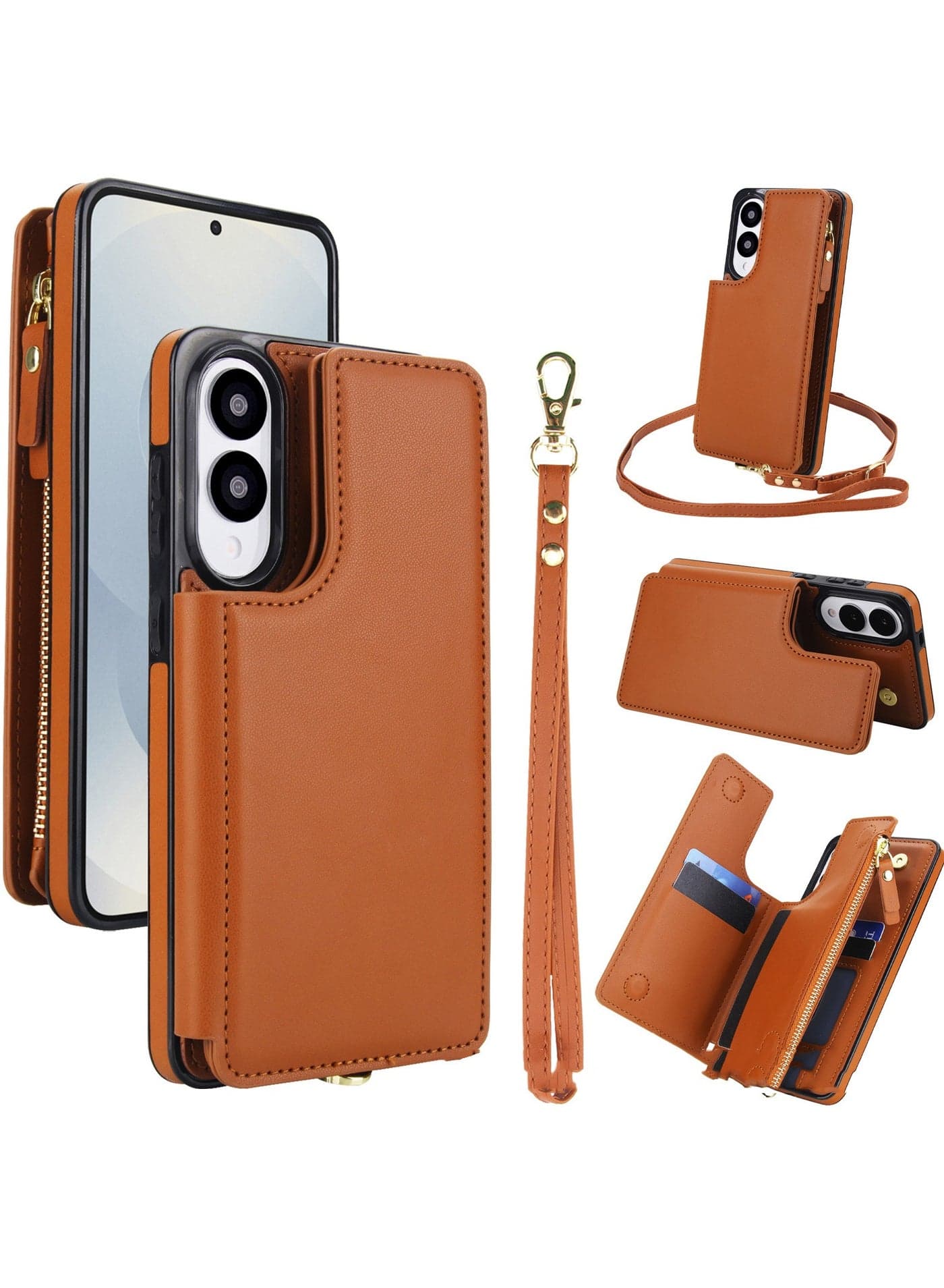 Phone Case for Samsung Galaxy S25 Edge 5G Wallet Cell Cover with Tempered Glass Screen Protector Wrist Crossbody Strap RFID Blocking Card Holder S25Edge 6.66 2025 Women