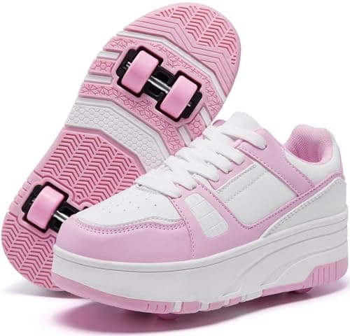 ANEFUN Roller Skate Shoes for Kids Girls Boys Detachable Wheeled Fashion Sneakers