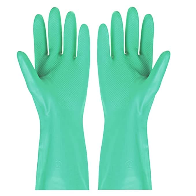 ETSHandPro 12 Inches Long Reusable Nitrile Chemical Resistant Rubber Hand Gloves For Industrial Purpose Janitorial Construction Gardening Home Kitchen Cleaning Gloves/Dish Washing Gloves (Medium)