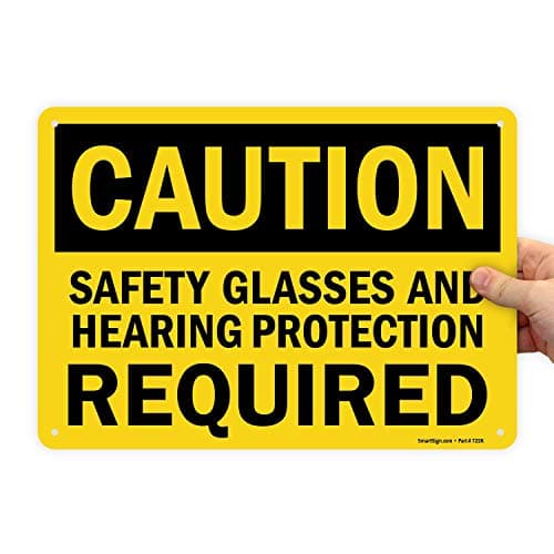 SmartSign "Caution - Safety Glasses And Hearing Protection Required" Sign | 10" x 14" Plastic