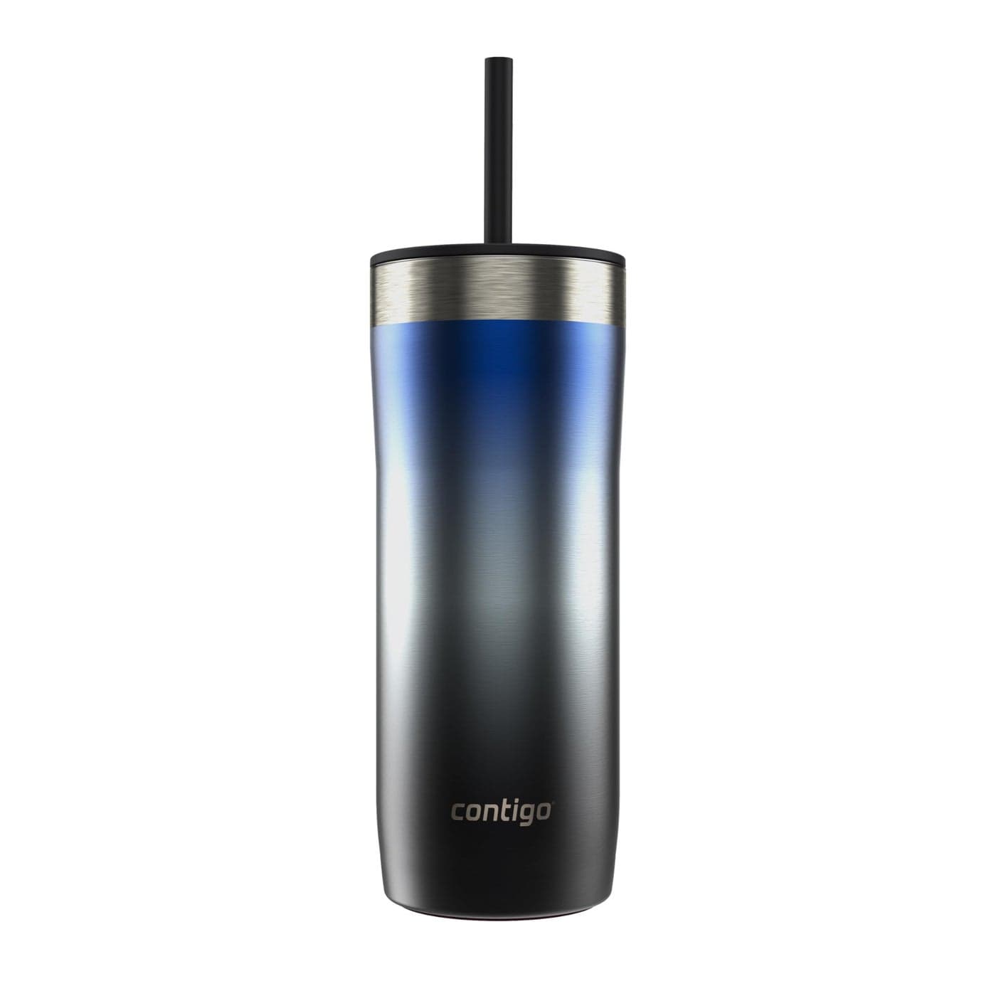 Contigo Streeterville Stainless Steel VacuumInsulated Tumbler with Straw and SplashProof Slider Lid Keeps Drinks Hot up to 8hrs or Cold for 24hrs Great for TravelWorkSchool 24oz Licorice Ombre