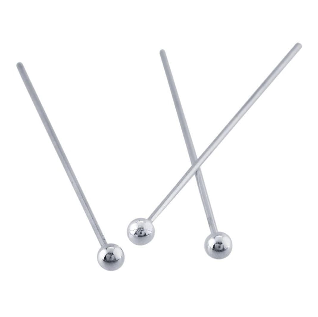 50pcs Adabele Authentic Sterling Silver Round Ball Headpin Head Pins 25mm (1 inch) Hypoallergenic for DIY Craft Jewelry Making (Wire 0.5mm/24 Gauge) SS6-25