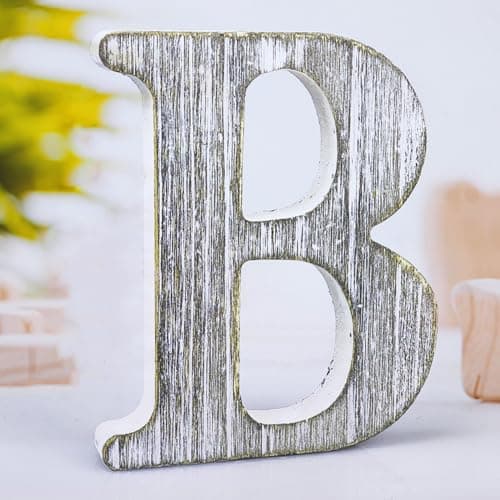 WOODOUNAI 8 Inch Wood Letters Unfinished Rustic Wood Letters for Wall Decor Decorative Standing Letters Slices Sign Board Decoration for Craft Home Party Projects B