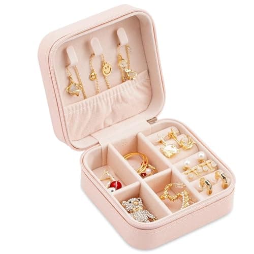 INKULTURE PU Leather Jewellery Organizer Box For Girls And Women | Small, Pack of 01 | Pink | Travel Jewelery Organiser For Rings Earrings Necklaces Bracelets Etc.