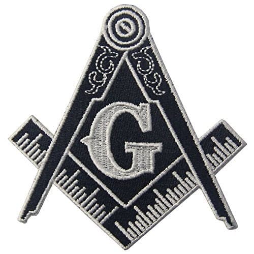 Masonic Logo Emblem Embroidered Freemason Iron On Sew On Patch White Black