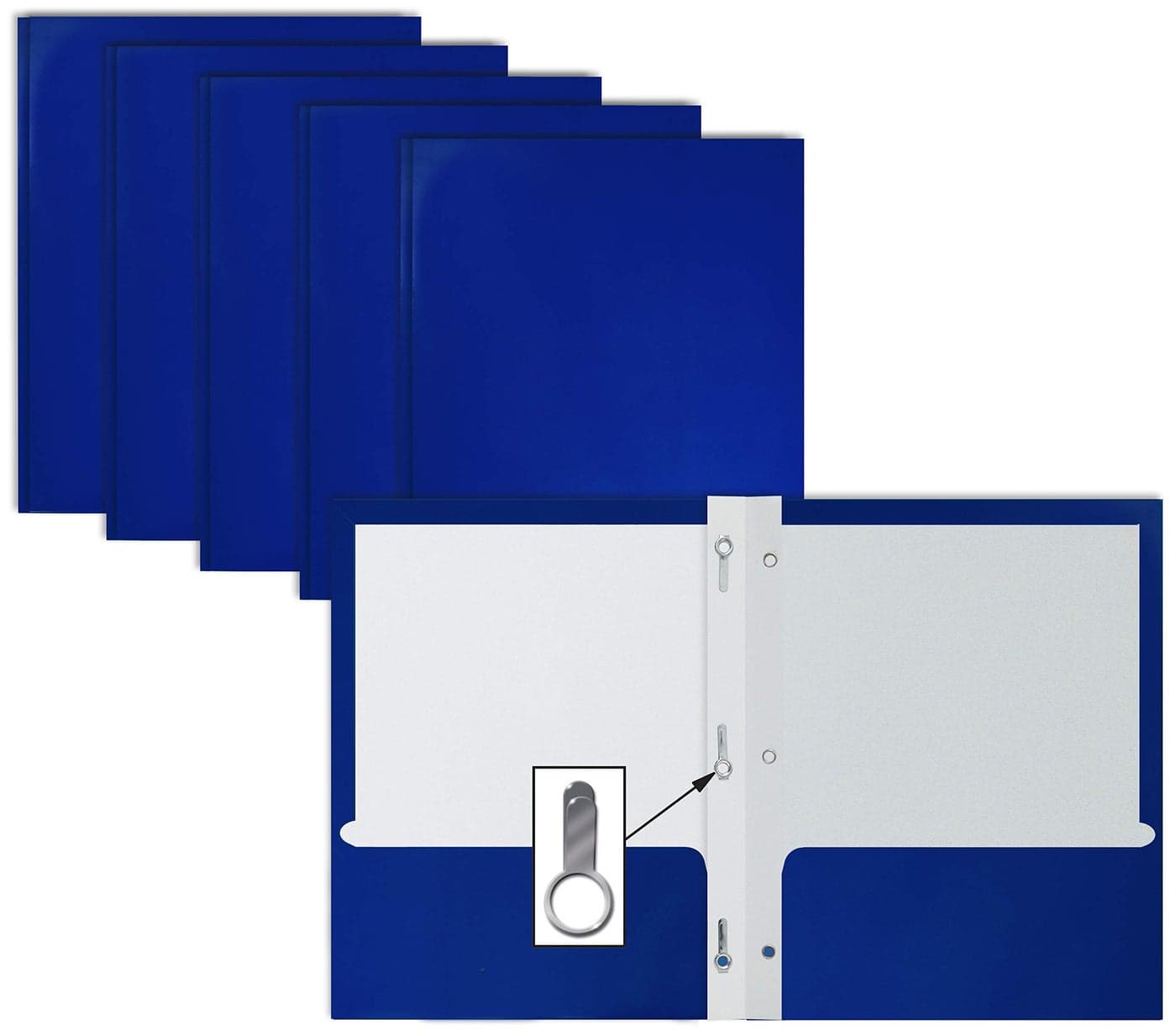 Better Office Products 25Pack Glossy Blue 85 x 11Inch File Folders with 3 Metal Prongs Letter Size 25Pack