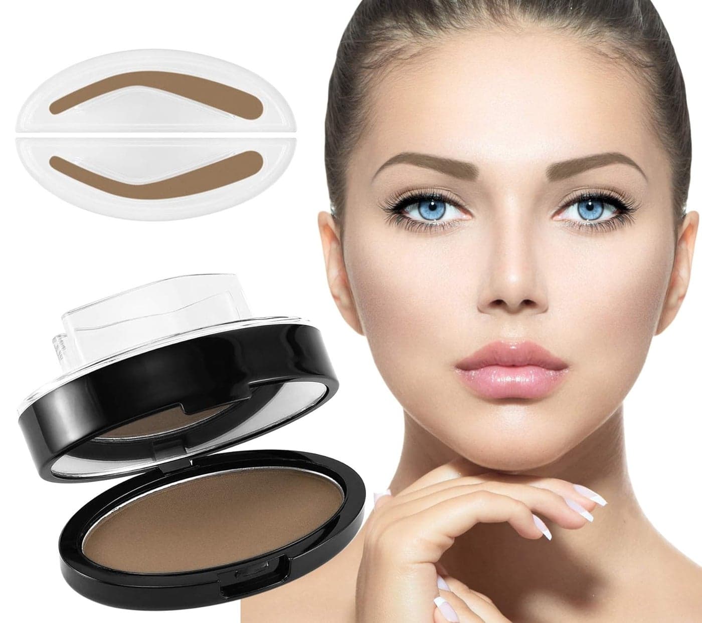 Boobeen Eyebrow Seal Stamp Powder Waterproof 3 Seconds Eye Make Up Nature Coloring Kit Creates Natural Looking Brows for Makeup Beginners