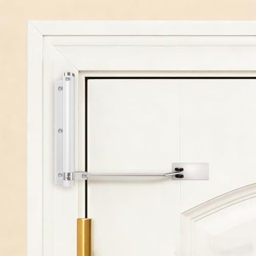 Automatic Door Closer Stops Door Slamming UltraQuiet Soft Close for Home Apartment Doors Upgraded Aluminum Roller Arm ScratchFree Adjustable Speed Self Closing Spring Door Closer White
