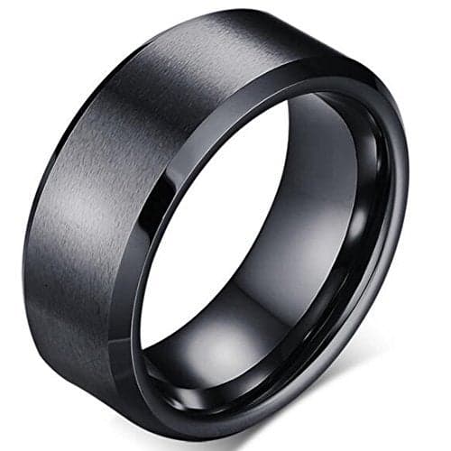 8MM Matte Black Solid Titanium Ring Wedding Band (Titanium, 8)