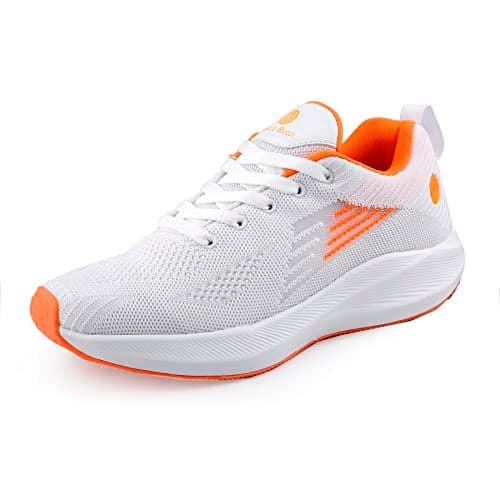 Bacca Bucci® Prowl Women's High-Performance Running and Training Shoes with Rebounce Outsole and Memory Cushion Footbed-White:Orange, Size UK37