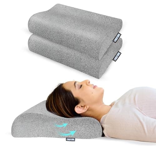 CareFoam Memory Foam Cervical Neck Pillow | 2 Years Warranty | Pain Relief Sleep, Improves Posture Spinal Alignment, Neck Pain Relief | 23 x 14 x 4.5 Inch | Black Melange Cover | Pack of 2