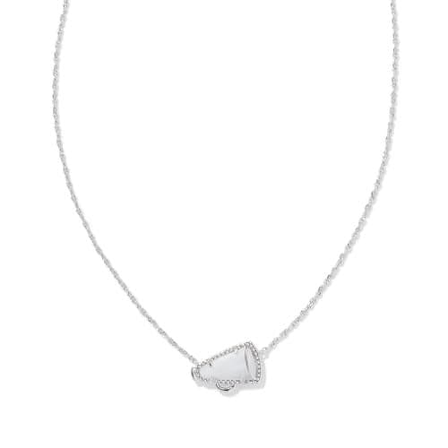 Kendra Scott Cheer Short Pendant Necklace, Rhodium Plated Brass, Mother-of-Pearl, Fashion Jewelry for Women