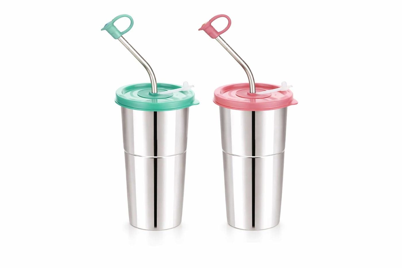LIPSA ENTERPRISE Stainless Steel Fusion Glass Tumbler with Stainless Steel Metal Straws and Cleaning Brush with Lid (LD SIP 2) 400ML