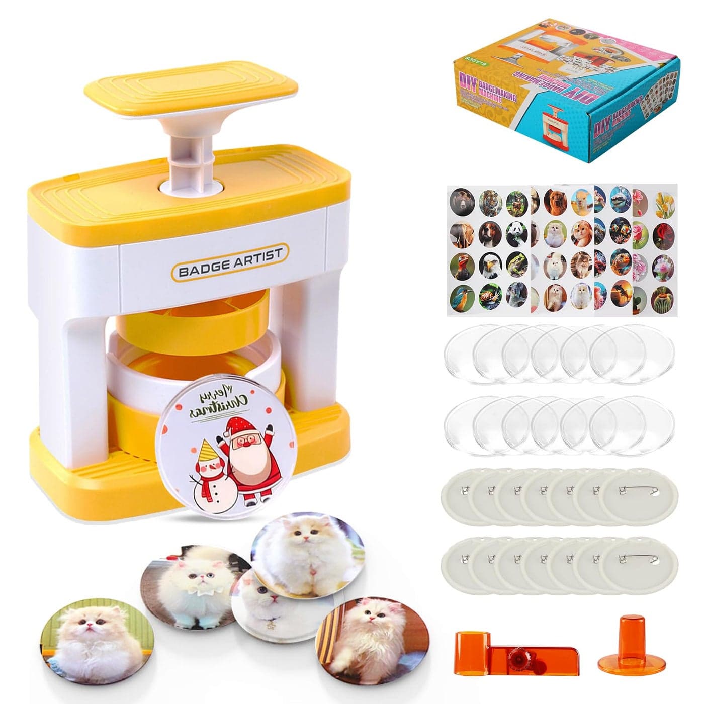 Badge Maker for Kids55mm216 inch DIY Pin Button Maker Press Machine Badge Punch Kit with 48 pcs Button Parts Pictures Circle CutterArts Crafts for Kids Perfect for School Projects Party