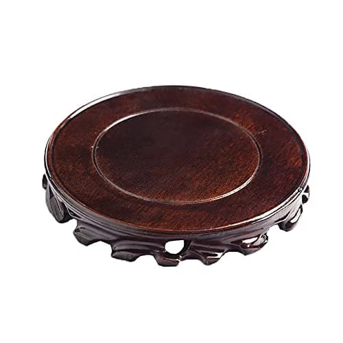 GOLDY&WENDY Wooden Rosewood Carved Base Chinese Vase Buddha Statue Stone Plant Display Stand Large Round Craft Collection Pedestal
