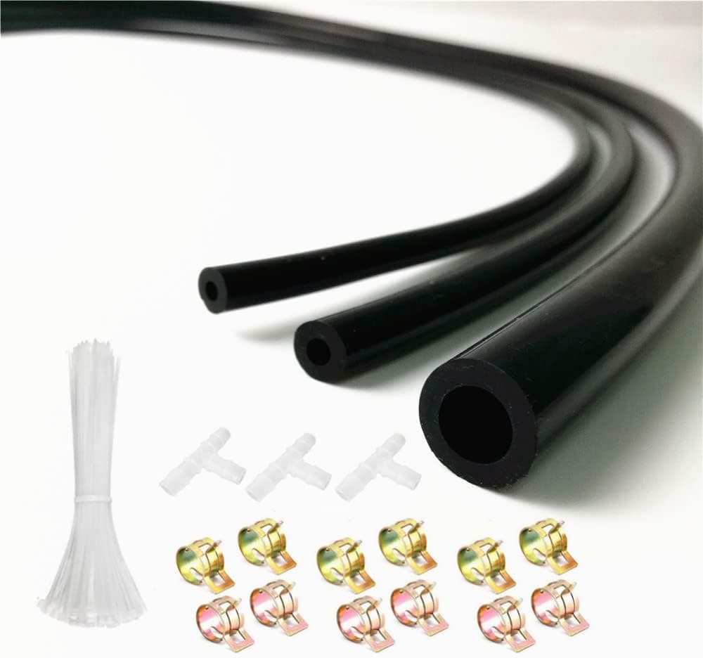 AotoKoop Black Silicone Vacuum Tubing Hose Line Kit for Automotive Engine Turbo - 23FT/7M