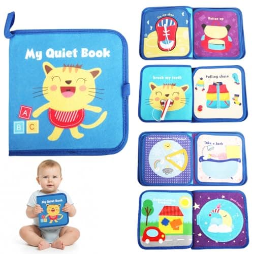SNOWIE SOFT® Cat Busy Binder Book for Toddlers 1-3, Montessori Toys for 1 Year Old Boy, Educational Quiet Activity Book with Knowledge, Parent-Kids Activity Toy, Fit as Gifts for Children